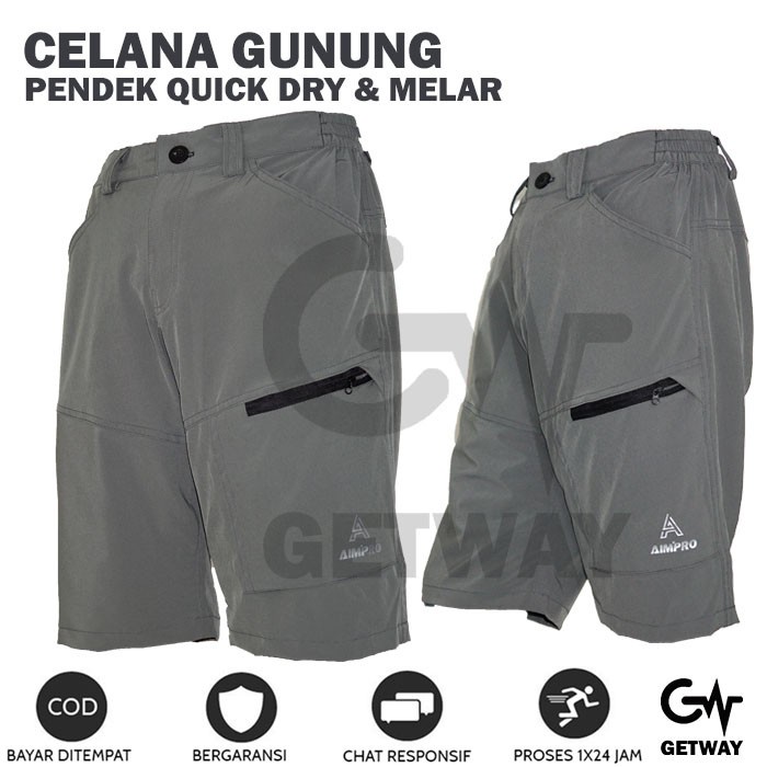 Getway Celana Gunung Pendek Pria Outdoor Celana Pendek Sepeda Keren - HITAM BIRU, M