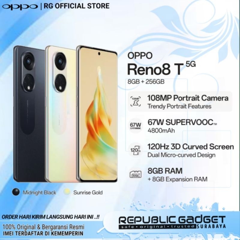 Oppo Reno 8T 5G Ram8/256Gb New 100% Original & Bergaransi Resmi Oppo Seindonesia