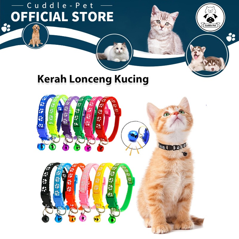 Kalung Kucing Kalung Anjing Kalung Kucing Lonceng Murah Anjing BermotifJejak Kucing Lonceng Pet Collar