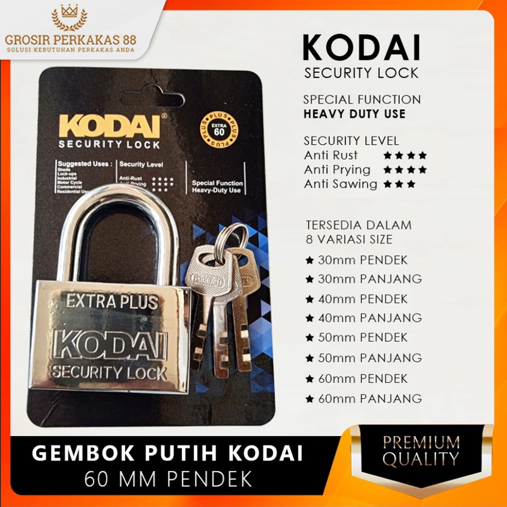 Gembok Pagar Rumah Kamar Anti Maling Karat Serbaguna Chrome 60mm Pendek