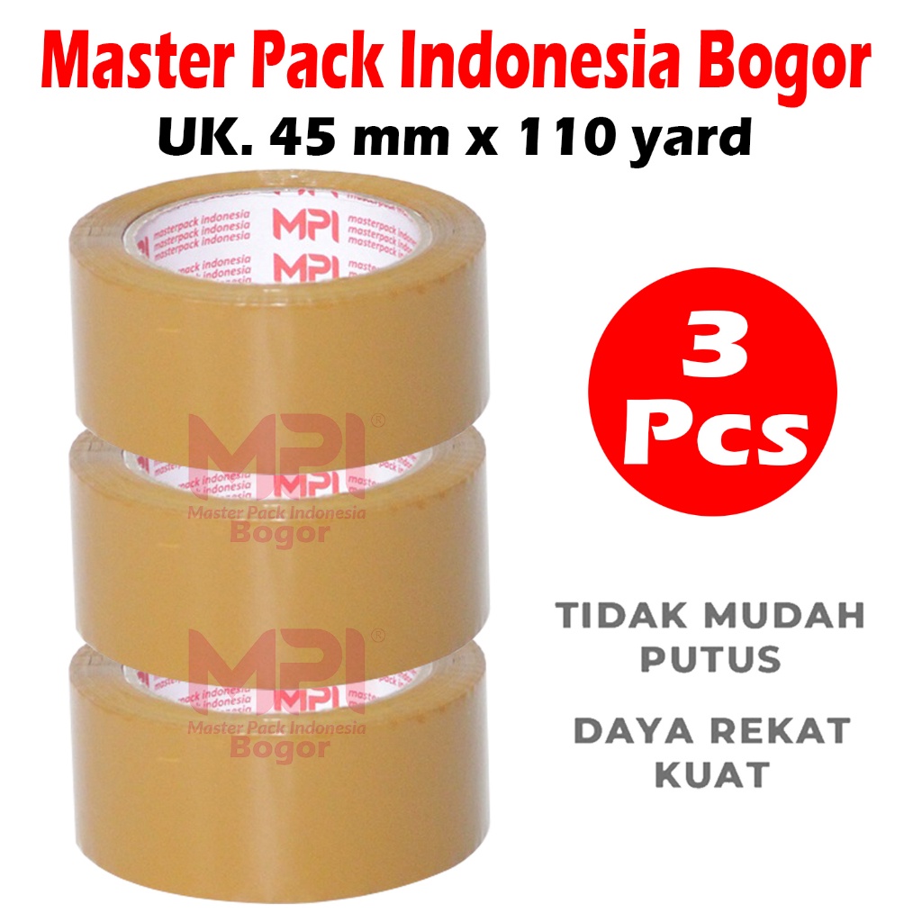 

PROMO 3 PCS - Lakban Coklat 45 MM x 110 YARD / Lakban Untuk Packing - Master Pack Indonesia