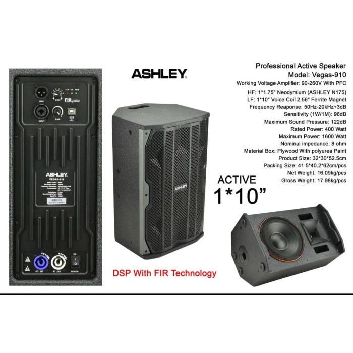 Speaker aktif Ashley 10 inch Vegas 910 original New