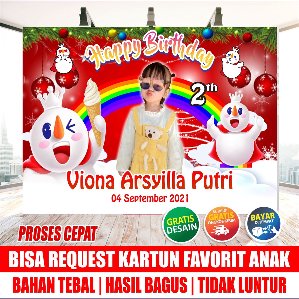 Cetak Spanduk ultah anak karakter mixsuu  / banner ulang tahun anak perempuan  mixuee /backdrop perl