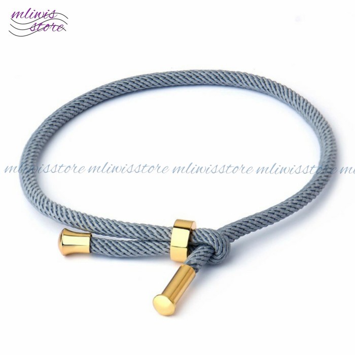 Gelang Tali Serut Pandora Polos Untuk Charm Liontin Emas Hongkong - Abu-abu