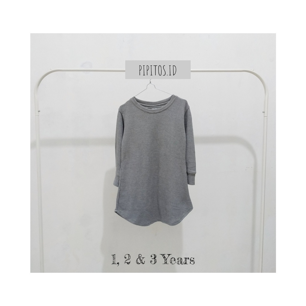 Uniqlo Kids Waffle Dress S,M,L Grey Dress Anak Perempuan Branded
