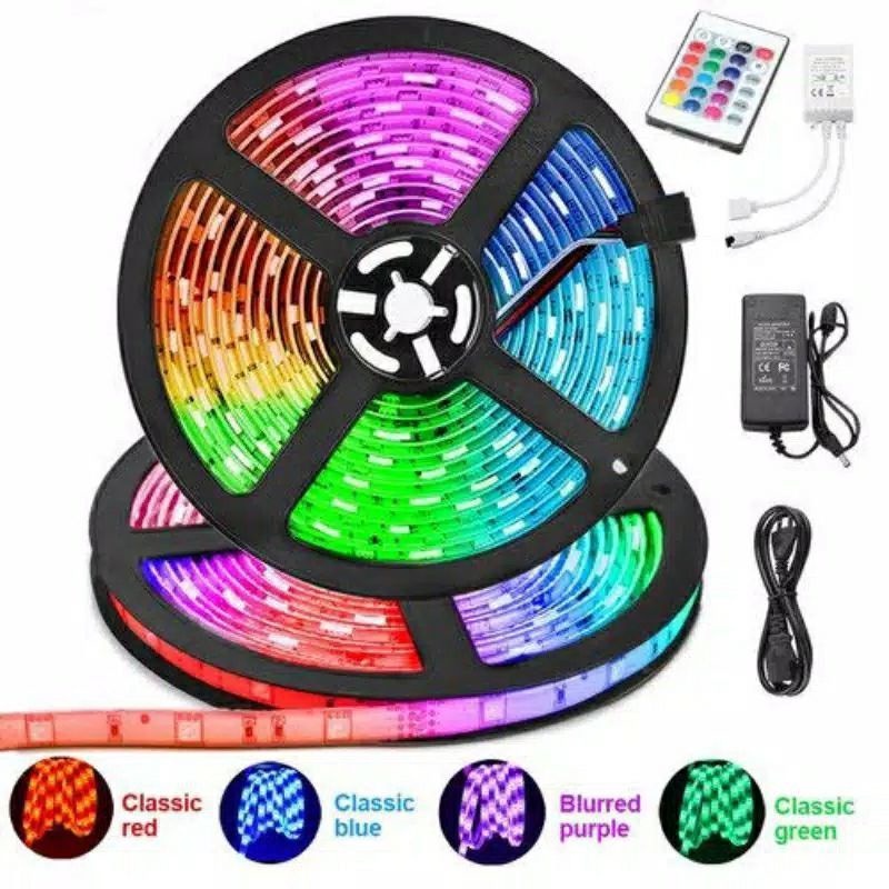 ANP88 Paket Lampu LED Strip RGB 5M / Paket Lampu Setrip RGB Warna Warni / Lampu Hias Kamar LED Strip