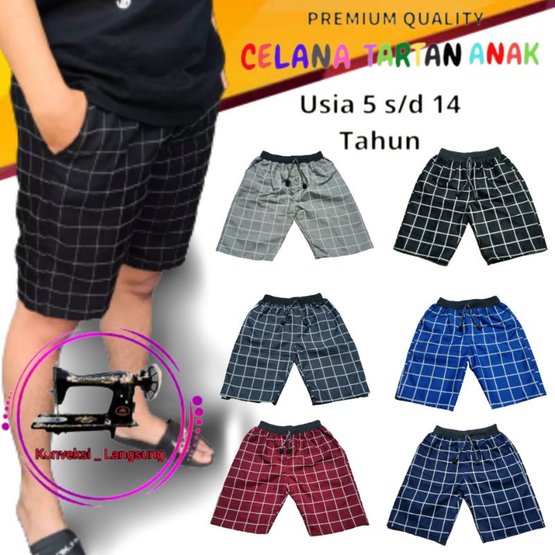 Celana Pendek Anak Tartan Cowok Laki Laki Usia 5 6 7 8 9 10 11 12 13 14 Tahun | Celpen Motif Kotak S