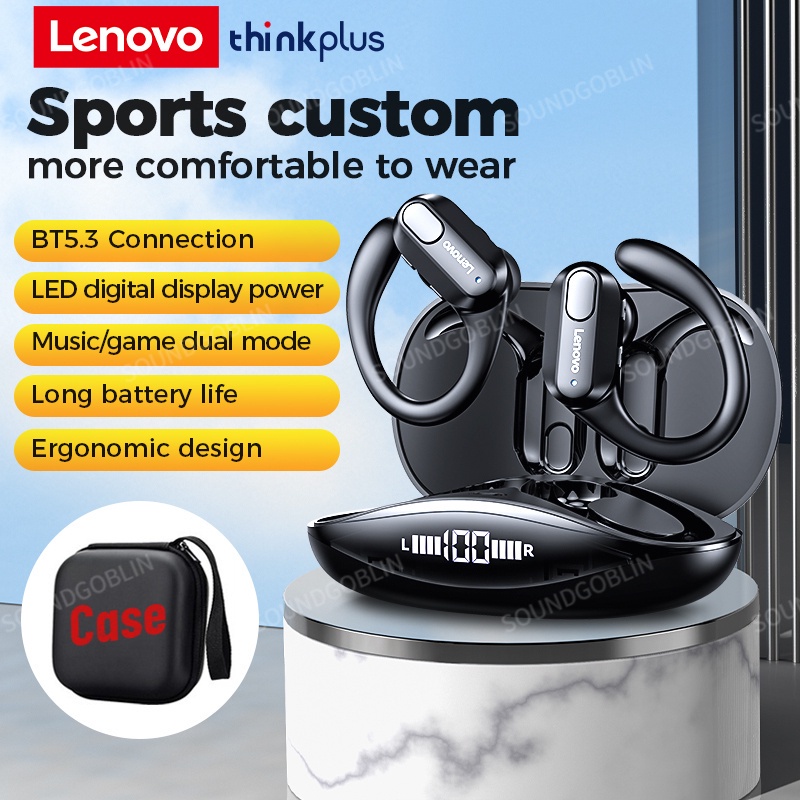 COD COD (COD) Lenovo Thinkplus XT80 Original Sport Wireless Bluetooth Earphone 5.3 Headset TWS Bass 