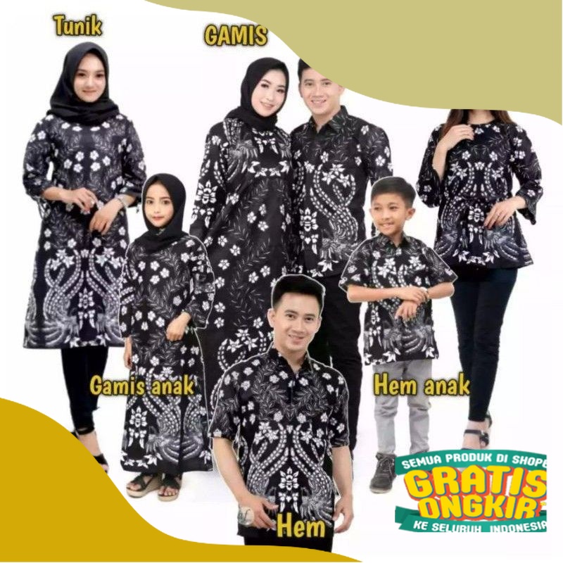 BATIK KELUARGA  KATUN PRIA DAN WANITA AYAH IBU ANAK CEWEK ANAK COWOK KATUN BATIK COPLE FAMILY SARIMB