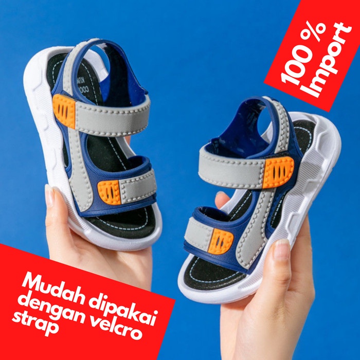 MURAH -Sandal Gunung Anak Import Sepatu anak Laki 2 3 4 5 6 7 8 Tahun - Abu Hitam, 28- 1.2.23