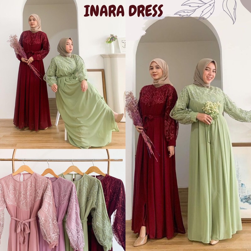 Inara Dress Jumbo Ld 110/Dress Sage/Dress Busui Bumil Maternity/Dress Kondangan Pesta Bridesmaid Ser