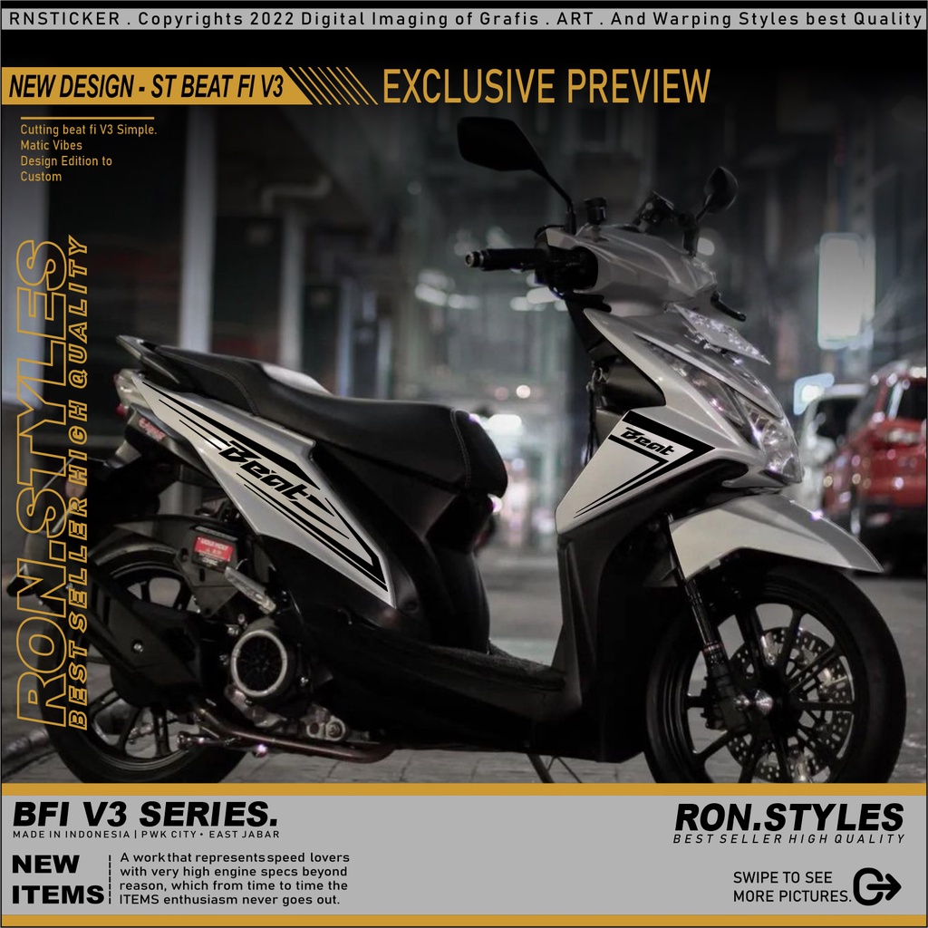 V6 CUTTING STRIPING BEAT FI 2013-2016 STRIPING VARIASI BEAT FI STIKER BEAT FI STICKER VARIASI BEAT F