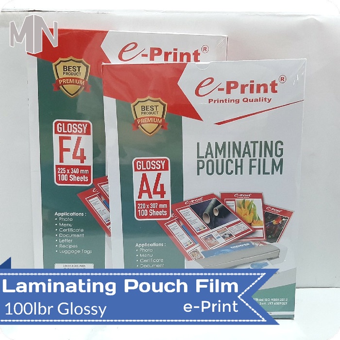 

Plastik Laminating Pouch Film Glossy E-Print A4 / F4 100 Lembar - F4 Folio