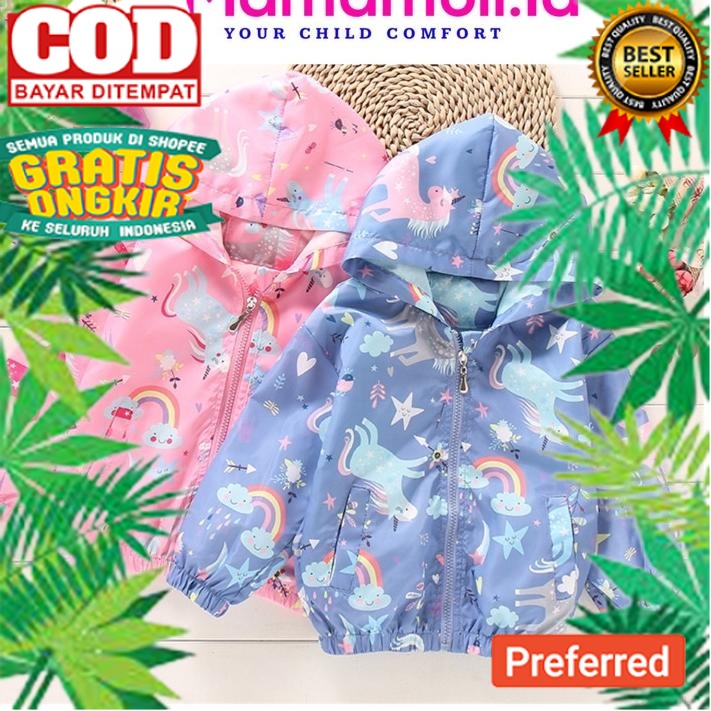 AHY060 Jaket Anak Perempuan / Jaket Anak parasut Anti Angin Air / Jaket Hoodie Anak Perempuan/ Jaket