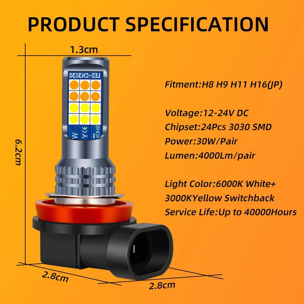 1 Buah Lampu Kabut LED H11 H8 H16(JP) Bohlam untuk Avanza Xenia Calya Agya Brio Lampu Berkendara Depan