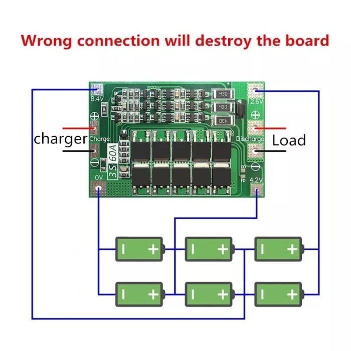 Modul BMS 60A 3S With Balance Protection Board 18650 Charger Lithium Battery