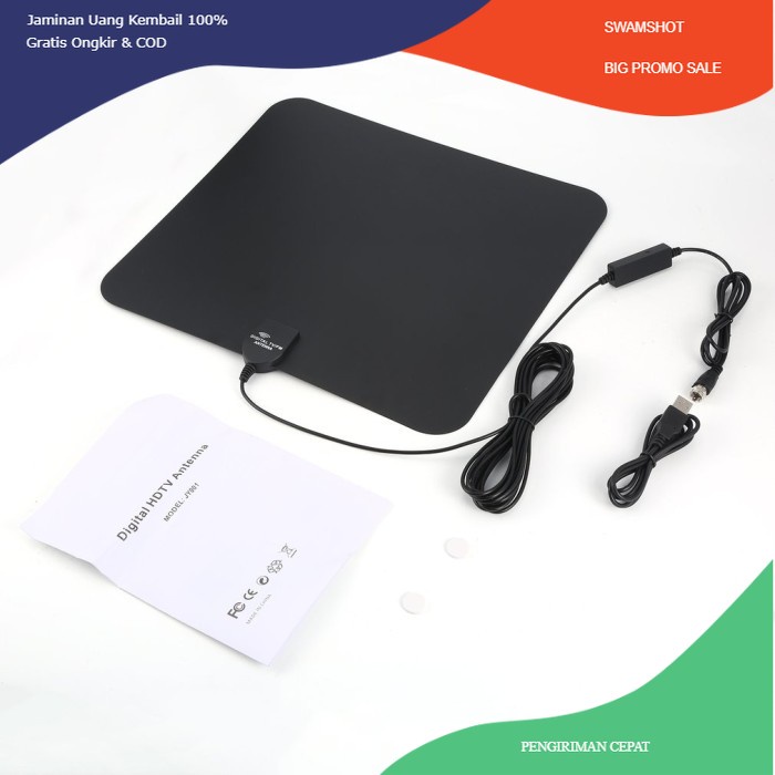 Antena TV Digital Indoor VHF DVB-T2 Signal Booster STB ASTC HDTV - Antena STB