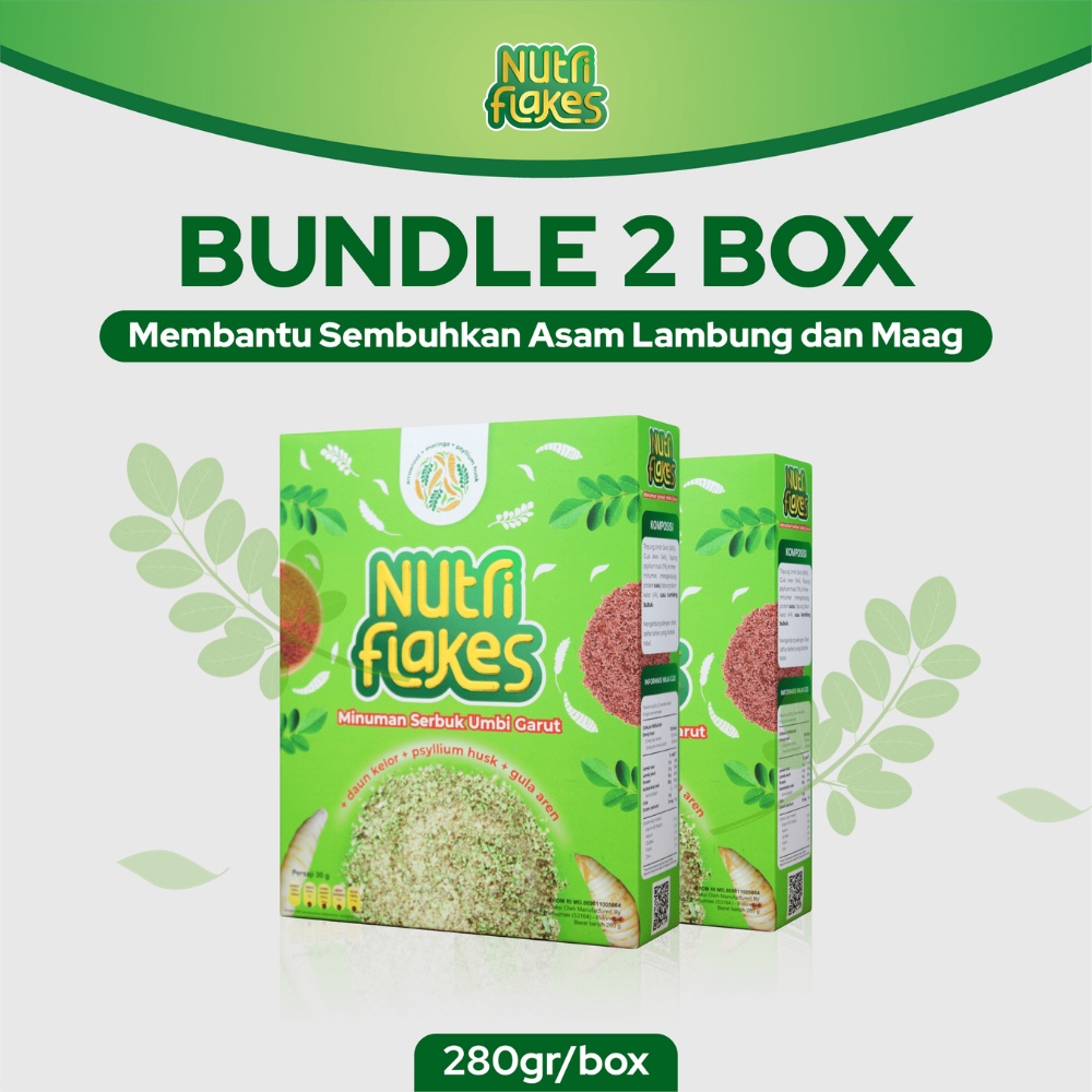 

ORIGINAL Nutriflakes Sereal Umbi Garut Asam Lambung Maag Official 2 Box