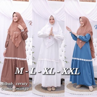 KHAYRA SYARI PLUS KHIMAR CERUTY UKURAN M - L - XL - XXL GAMIS SYARI BUSUI POLOS MURAH TERBARU MAXI D