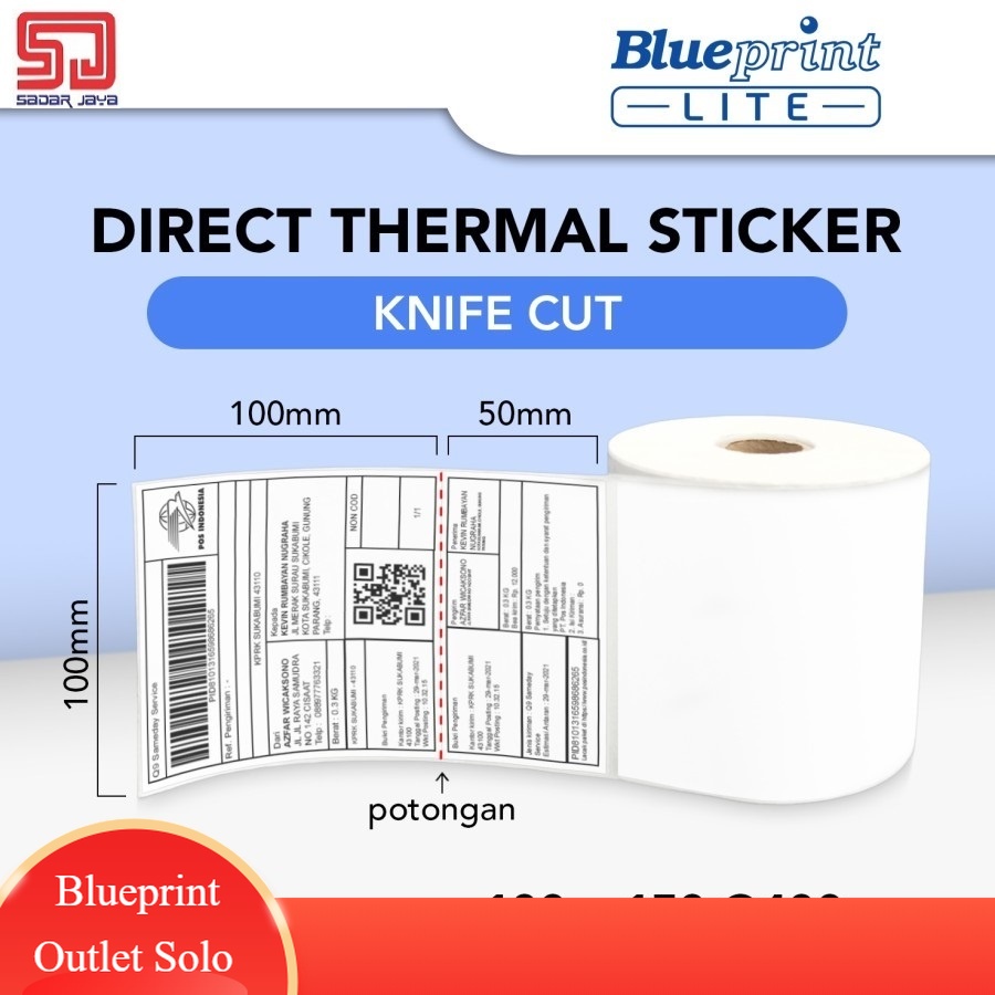 

Blueprint Lite Direct Thermal Sticker 100x150 400 label Knife Cut Resi Kurir Online Shop Blueprint Outlet Solo