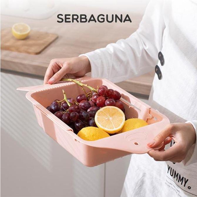 Keranjang Penyaring Buah Sayur Wastafel Samono SDB01 Drain Basket Adjustable Multifungsi -missbejogrosir