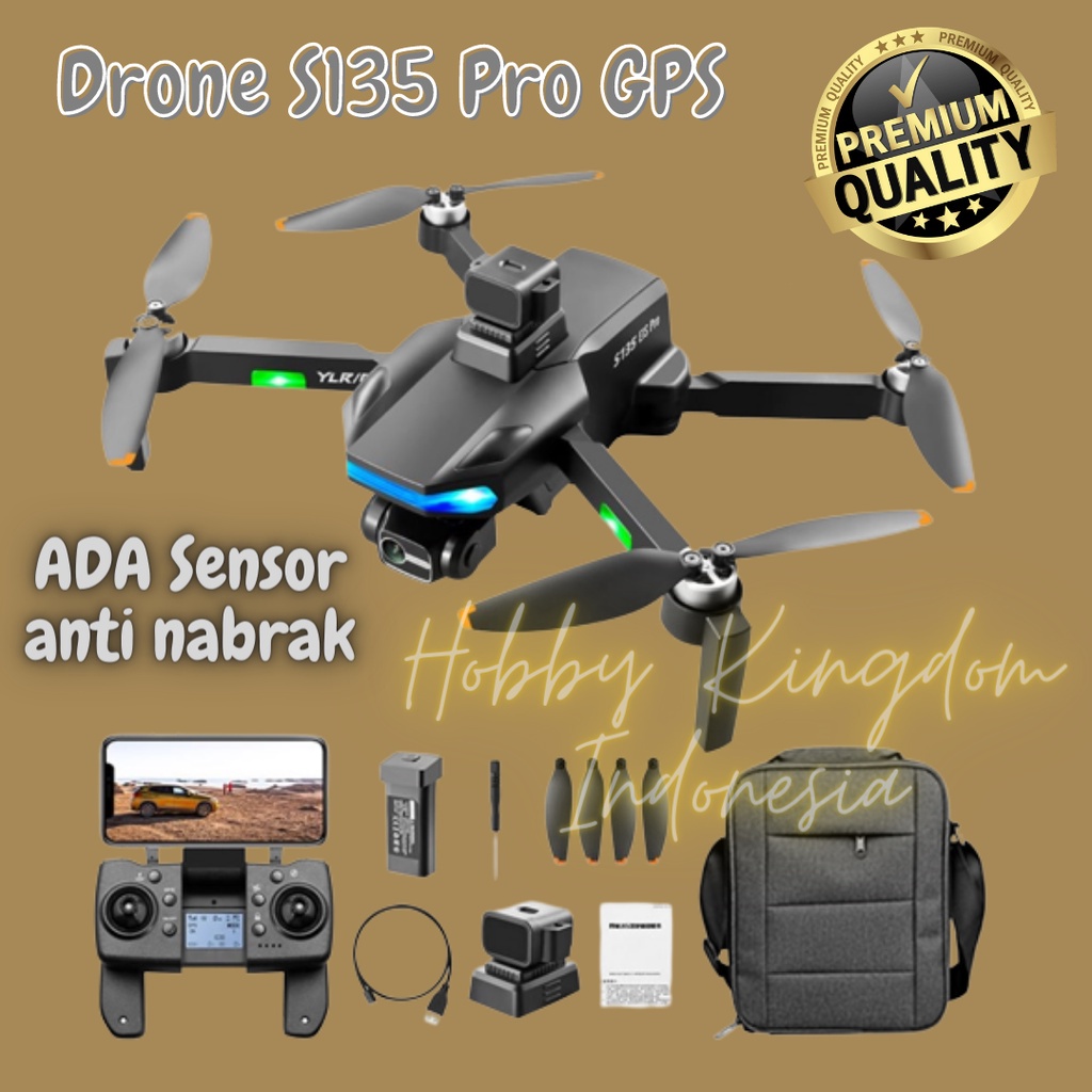 RC Drone S135 Pro GPS Profesional Drone Terbaik/Termurah, Ada Sensor Anti Nabrak