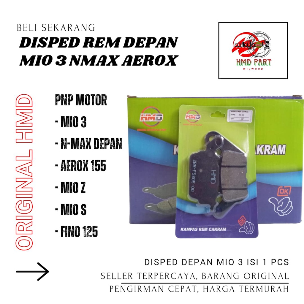 kampas rem depan kampas cakram Dispad MIO M3 MIO Z MIO S MIO 125 LEXI X RIDE 125 (2018-2021) FREEGO 