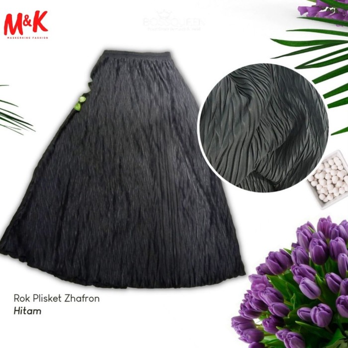 ROK PLISKET ZHAFRON / ROK PLISKET PREMIUM 100% / ROK REMPEL PADI / ROK - ROK HITAM