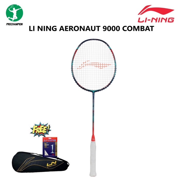 Raket Badminton original Lining Aeronaut 9000 Combat 9000C Navy Red