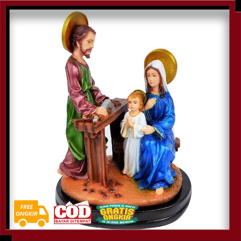 Patung Keluarga Kudus Nazaret 22 cm Kanak Yesus Bunda Maria Santo Yosef Tukang Kayu// PATUNG/ Kostum