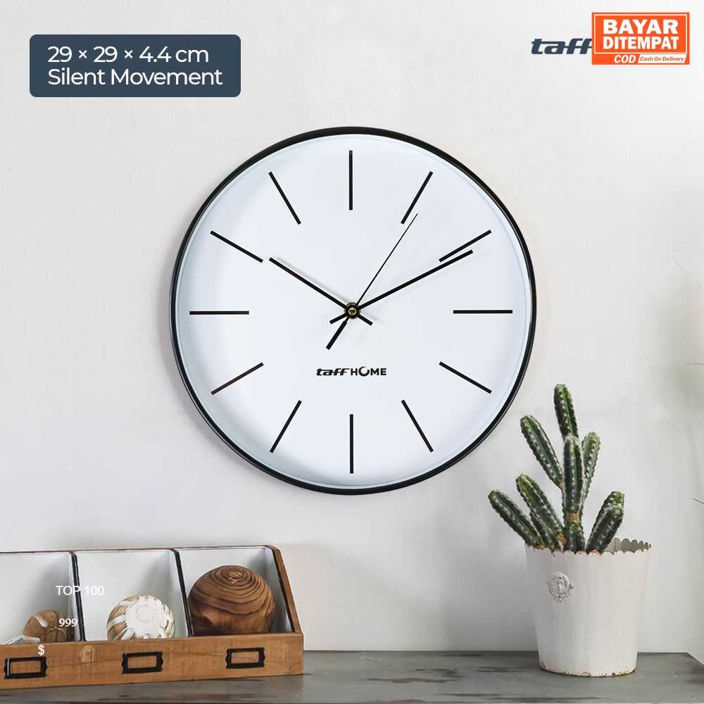 ( ORI ) TaffHOME Jam Dinding Bulat Silent Movement Quartz Model Modern - H6589