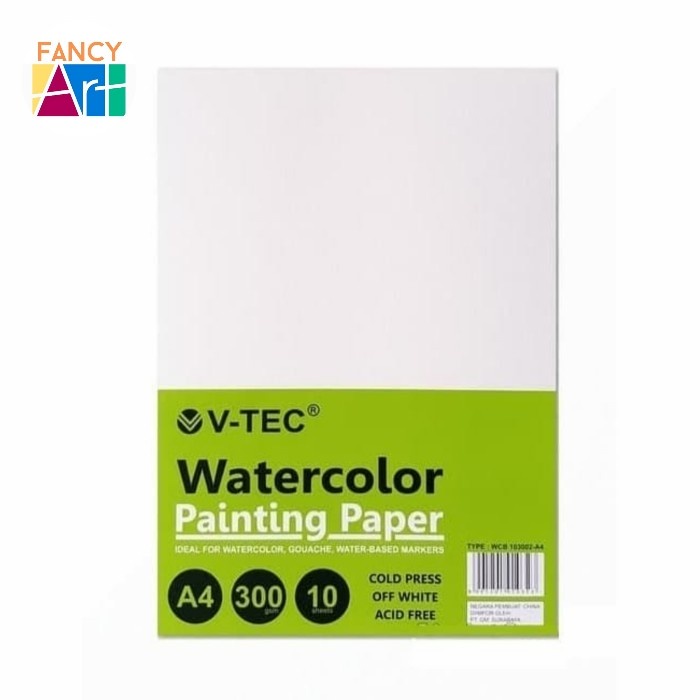 

[[ JS - BEST SELLER ]] V-TEC Watercolor Paper A4 300gsm 10sheets - Kertas Gambar