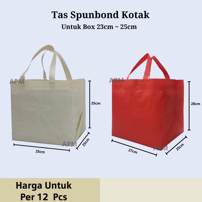 

Tas Spunbond Kotak Ukuran 25x25x25 - 27x25x28, Cream