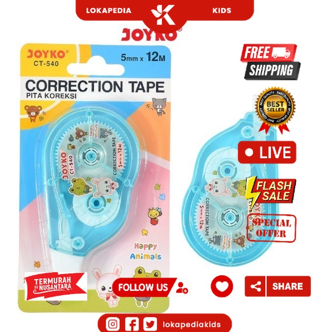

CORRECTION TAPE JOYKO CT 540 / TIPEX KERTAS JOYKO 12 METER