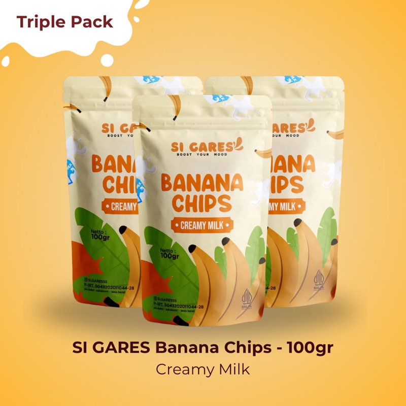 

SI GARES - Keripik Pisang 100gr - Creamy Milk 100gr (Triple Pack)