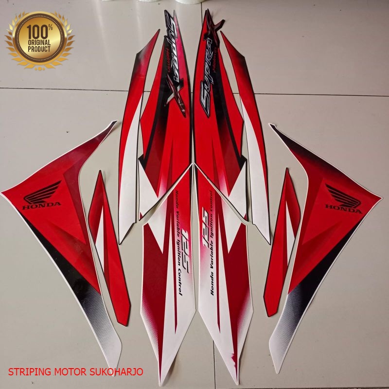 (ORI) striping honda supra x 125 r helm in 2010 2011 merah kualitas original
