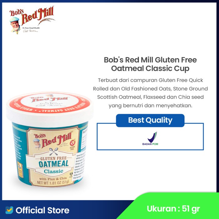 

BEST SELLER- Bob's Red Mill Gluten Free Oatmeal Classic Cup 51 gr