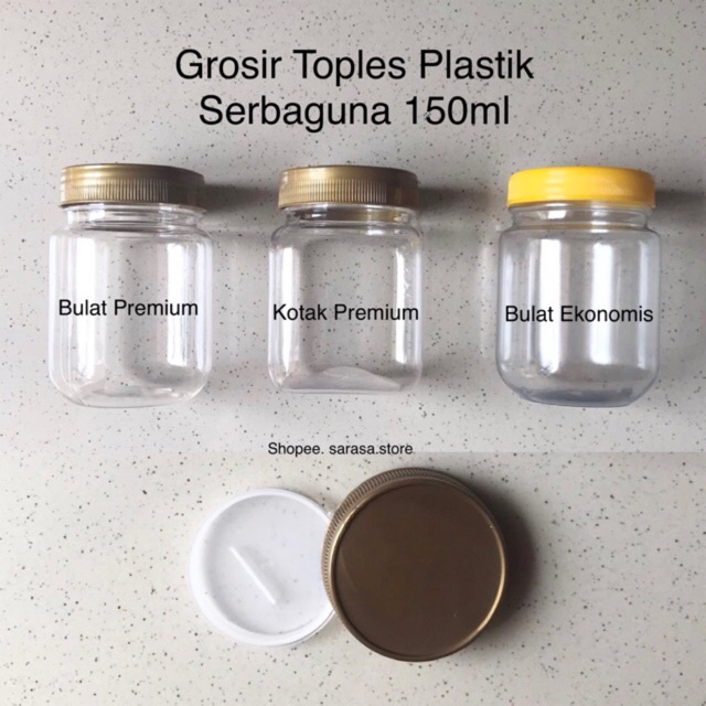 (25 PCS) GROSIR MURAH Toples Jar Plastik Serbaguna 150ml Sambal Madu Bawang Sambel Bulat Kotak Kecil