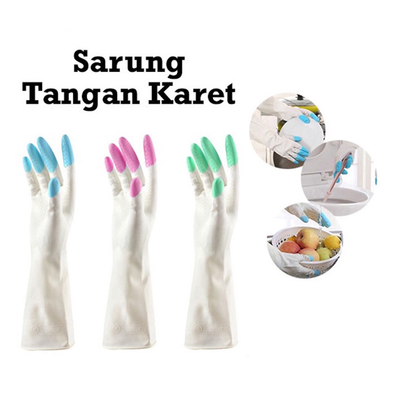Sarung Tangan Cuci Piring Karet Serbaguna / Sarung Tangan Cuci Piring Silikon Anti Air / Cuci Piring