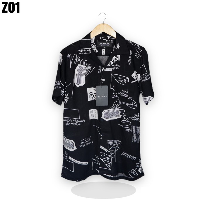 ✨BISA COD✨ -Kemeja Pantai Hawai Pria Baju Hawaiian Shirt Rayon Printing Hawai bali - Z01, M Kemeja O