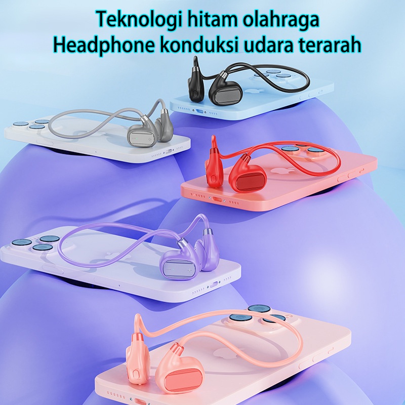 Headphone Konduksi Tulang Bluetooth Nirkabel/headphone musik HD tahan air peredam bising Bluetooth 5