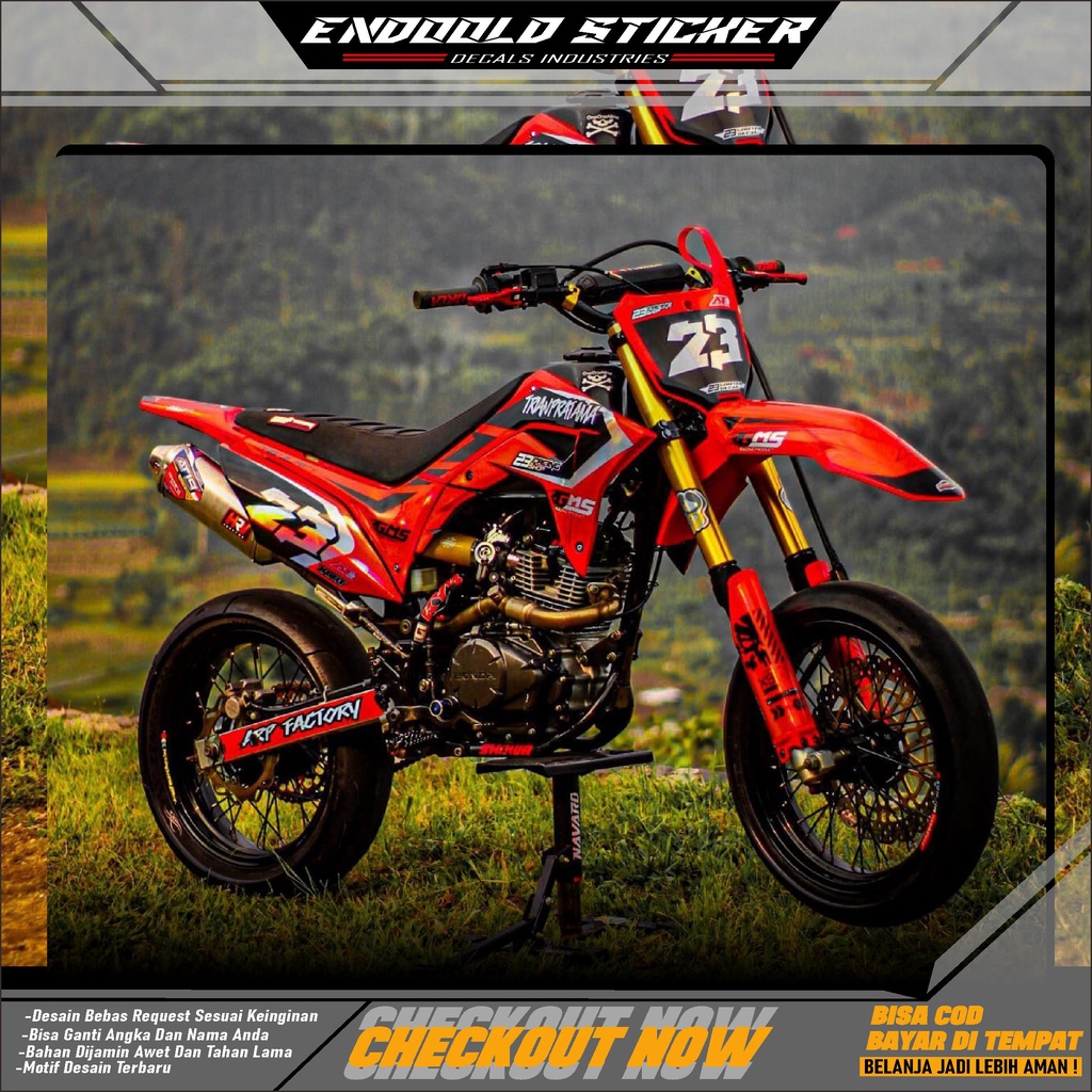 COD Decal stiker honda crf 150l merah hologram pelangi chrome