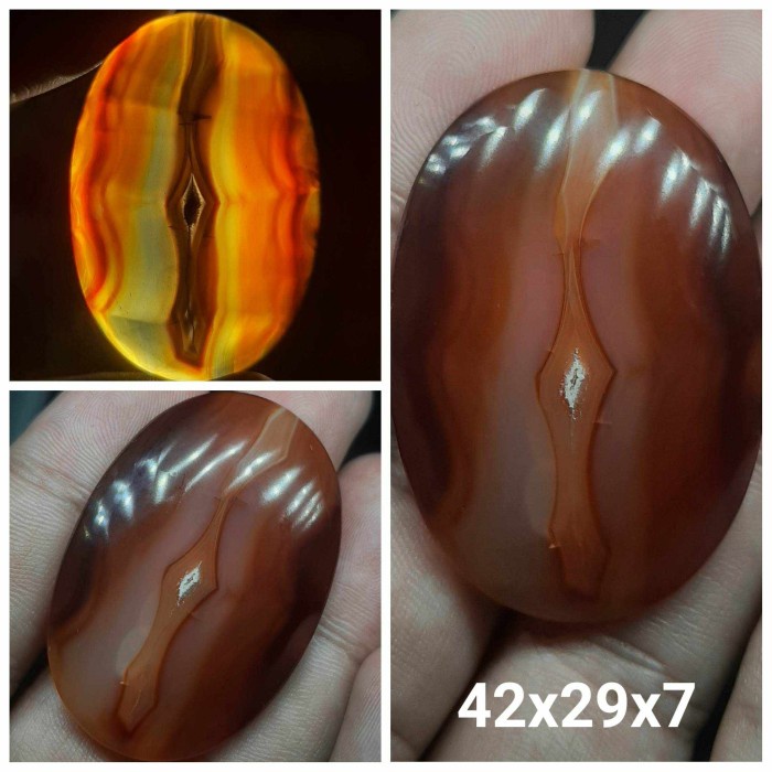 Natural Batu Akik Motif Gambar Yaman Coklat Sabuk Tengah Unik Antik