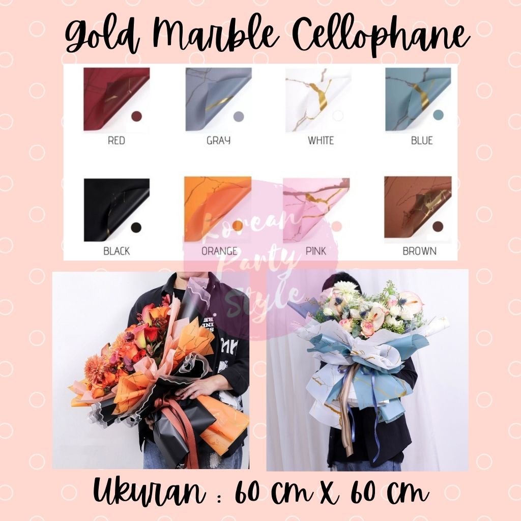 

INDOS FLOWER WRAPPING GOLD MARBLE CELLOPHANE WATERPROOF KERTAS BUKET BUNGA ECER PER LEMBAR KERTAS BUNGA PAPER BISA CAMPUR WARNA WARNI