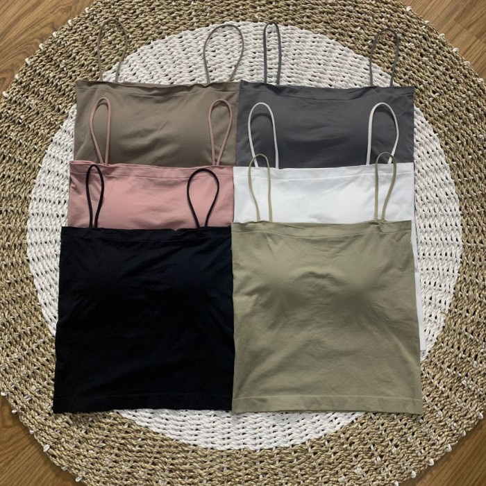 Singlet Wanita Rajut Crop Tanktop Cup Bralette Tank Top Korea