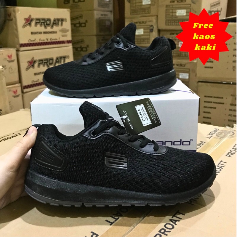 Sepatu Sneakers ANDO ZORA Tali Size 37 38 39 40 Sneaker Hitam Bisa Untuk Sekolah ezlo shoes