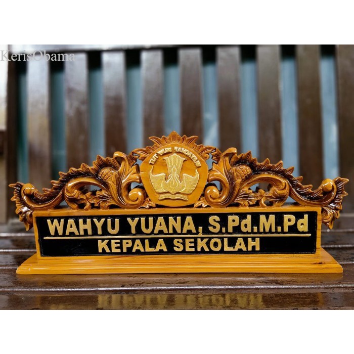 Papan Nama + Papan Nama Meja Kantor + Kayu Jati + Ukir Kayu murah
