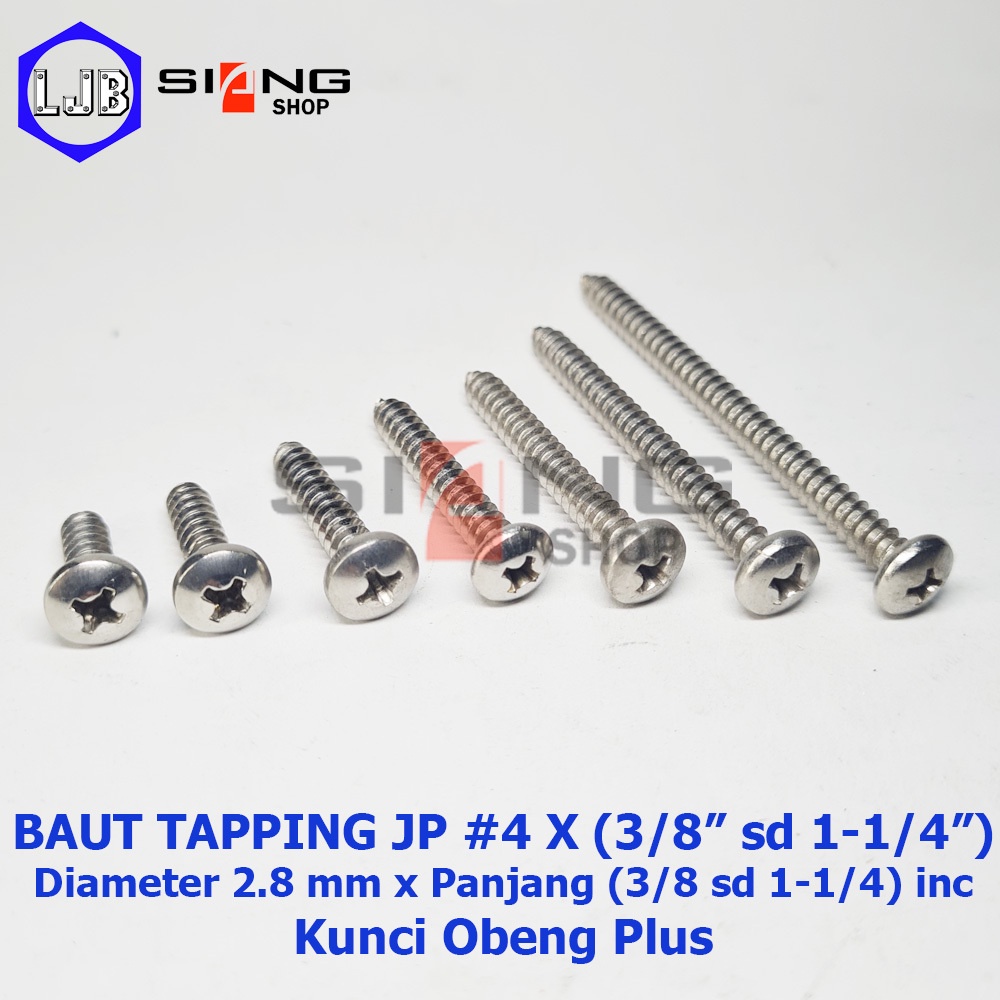 Baut Stainless JP #4 Sekrup Tapping Screw