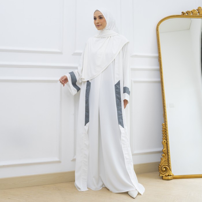 Lozy Hijab - Faaza Abaya Set (Gamis Abaya Umroh Outer Syari) - Broken White, L-XL