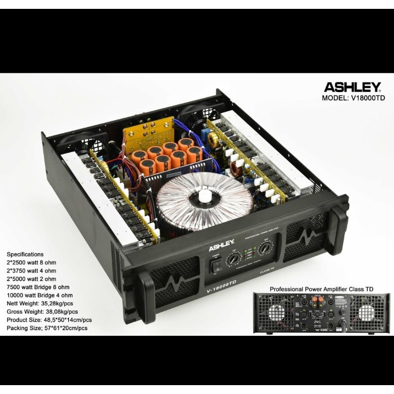 Power Amplifier Ashley v18000td v18000 td class TD garansi original
